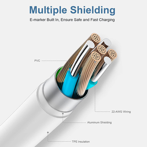 Câble USB-C universel d'usine 1m/2m, câble de charge rapide C vers C, câble de synchronisation de données 6ft, câbles pour téléphone portable certifiés CE, OEM personnalisé - Product Image 2