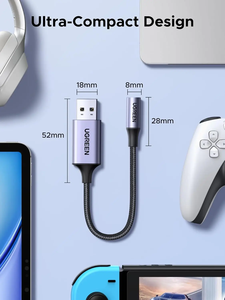 UGREEN CM477 Tarjeta de Sonido Externa USB 2 en 1, Adaptador de <span class=keywords><strong>Audio</strong></span> USB a Jack de 3.5mm, Adaptador USB a Aux con Cable Trenzado de Nailon para <span class=keywords><strong>iPhone</strong></span> - Product Image 4