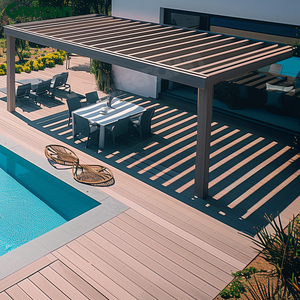 Pergola standard pour <span class=keywords><strong>piscine</strong></span>, supports <span class=keywords><strong>4x4</strong></span> 6x6, <span class=keywords><strong>kit</strong></span> avec système de panneaux solaires, arche - Product Image 1