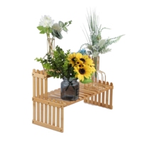 Rak Tanaman & Tempat Piring/Mangkuk Lipat Ramah Lingkungan dari Bambu untuk Sudut Meja Dalam Ruangan, Dapur, Balkon, Ruang Tamu