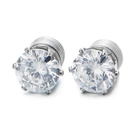 Boucle d'oreille à clip magnétique en acier inoxydable tendance unisexe avec placage de pierre de zircon bijoux de piercing sans oreille