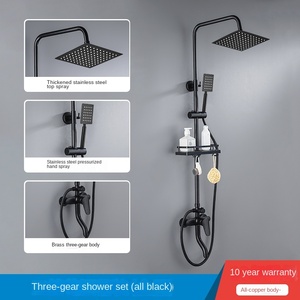 <span class=keywords><strong>Douche</strong></span> carrée moderne en chrome noir avec tête <span class=keywords><strong>de</strong></span> <span class=keywords><strong>douche</strong></span> intelligente thermostatique à affichage numérique en cuivre véritable - Product Image 6