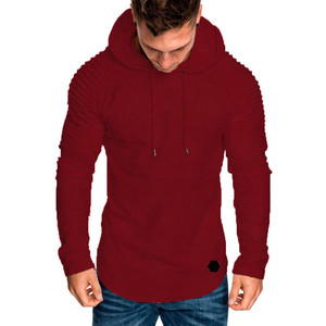 Maglione da <span class=keywords><strong>uomo</strong></span> autunno inverno girocollo <span class=keywords><strong>Slim</strong></span>-<span class=keywords><strong>Fit</strong></span> tinta unita con cappuccio manica lunga a righe plissettato Raglan manica da <span class=keywords><strong>uomo</strong></span> - Product Image 4