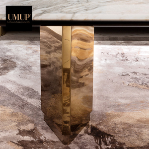 Rechthoekige Gold 8 Zits Metaal Steen Italiaanse Moderne Eetkamer Tafels Luxe Marmeren Eettafels - Product Image 6