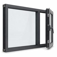 Ventana Moderna de Apertura Interior de Aleación de Aluminio con Microventilación, Rotura de Puente Térmico, Aislamiento Acústico, Doble Vidrio Templado Triple