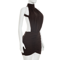 Robe pour femme Viviblook J26DS292, nouvelle robe moulante mini plissée sans manches, couleur unie, décontractée, dos nu