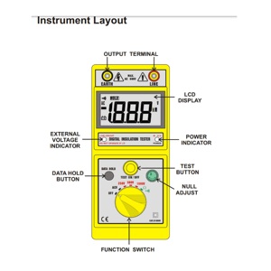 TECPEL DIM 571, Medidor de Resistencia Digital, Medición de Temperatura, Pantalla Digital, Rango de Medición de 250V-1000V, Clase de Precisión - Product Image 2