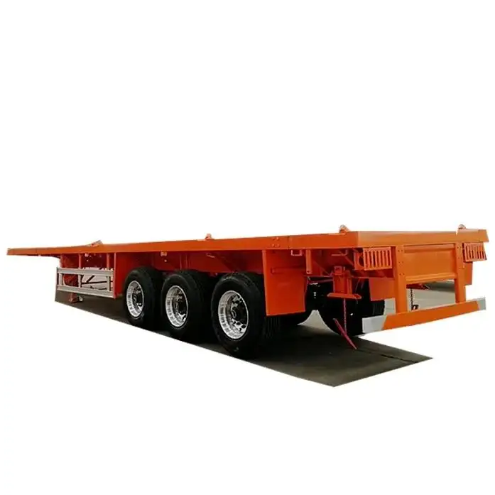 Customized Tri Axle Cargo Trailer 20ft 40 Ft Shipping Container Flat Bed Semi Truck Trailers For Sale 45feet PLatform trailers