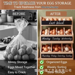 Wooden Multi Layer Egg Storage Rack With Labels For <b>Kitchen</b> Fresh Keeping Desktop Organizer - Product Image 5
