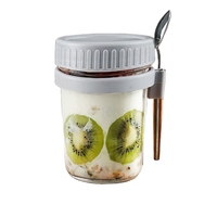 new style 350ml Large Capacity Glass Oatmeal Container Portable Breakfast Jars Oats Cup