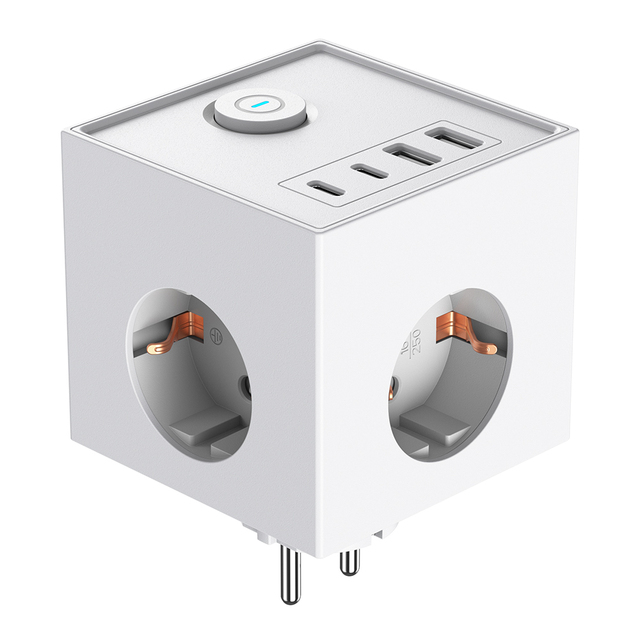 High Quality EU Standard Power Strip Extension Socket 16A  EU 2 USB-A&2 USB-C Wall Socket Plug