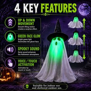 Figurine fantôme électrique Dropshipping Shopify, activée par le mouvement, visage lumineux, décoration de table d'Halloween - Product Image 6