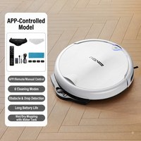 Penyedot Debu Robot 3-in-1 dengan Tangki Air 2800Pa, Kontrol WiFi/Aplikasi/Remote, Pembersihan Otomatis, Ultra Tipis 5.8cm, Penyapu Lantai Basah/Kering