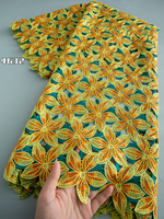 4632 5 Yards Tissu en dentelle africaine, dentelle guipure nigériane couleur lait avec motifs floraux complexes, tissu traditionnel africain