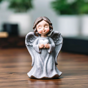 Estatua de Ángel resina personalizada estatuilla de niña Ángel blanco puro con luces Led solares en forma de corazón decoración del hogar - Product Image 6