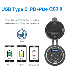 منفذ USB C 12V/24V عدة منافذ c40 W PD & q3.0 مع مفتاح طاقة سريع - Product Image 3