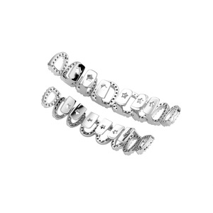 Grillz para dientes, estilo Hip Hop, con incrustaciones de oro, plata y circonita, diseño hueco geométrico, unisex, para uso diario. - Product Image 3