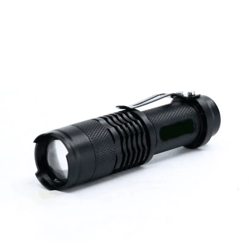 SK68 Zoomable Mini Torch Light Tiny Style AA Battery Powered Mini Led Tactical Flashlight With Clip