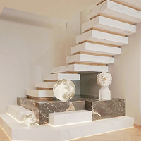 Système d'escalier flottant en bois massif de haute qualité pour la maison intérieure, bricolage, maison résidentielle, provenant de l'usine d'escaliers de Foshan en Chine