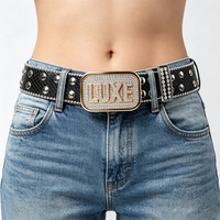 Maßgefertigter Hip-Hop-Ledergürtel mit Luxus-Dornschließe und Edlen Legierungsnieten für Herrenkleidung und Accessoires