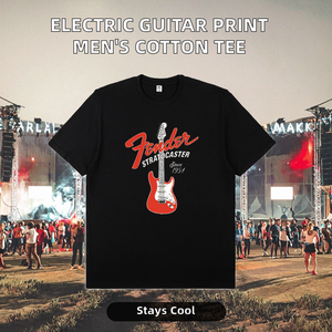 New Electric <b>Guitar</b> Printed Men's Cotton Short Sleeve Breathable Casual <b>T</b>-<b>shirt</b> 180g Youth Fashion Street Hip Hop Wholesale - Product Image 2