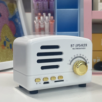 BT01 Ornamen Kayu Mini Radio Card Subwoofer Stereo Kecil Kreatif Retro Speaker Mini Bt Portabel
