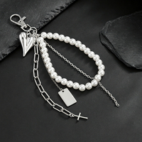 Chaîne de pantalon en perles de haute qualité avec pendentif cœur punk et croix, chaîne de jean, porte-clés pour hommes et femmes