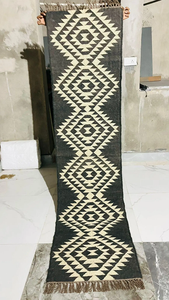 Geometric Southwestern Wool <b>Jute</b> <b>Rug</b> | Handwoven Boho Tribal Carpet for Farmhouse Hallway Entryway Bedroom Living Room Decor - Product Image 6