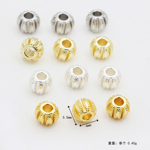 Cuentas de calabaza hechas a mano con diseño dentado de bronce fundido y chapado en oro de 18 quilates para una retención del color. Cuentas espaciadoras, sueltas - Product Image 4