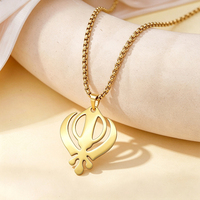 Collier pendentif Khanda sikh en acier inoxydable, or, noir, argent, symbole religieux sikh, bijoux pour hommes et femmes, cadeau