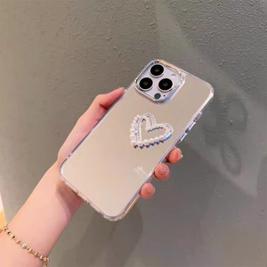 Custodia per Telefono Fai-da-Te di Lusso per <span class=keywords><strong>iPhone</strong></span> da 7 a 16 Pro Max <span class=keywords><strong>con</strong></span> Cuore di Perle e Fiocco Antiurto Custodie per Cellulari 17 Pro - Product Image 3