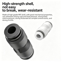 Raccord de tube en PU, connecteur rapide pneumatique noir en plastique, raccord de réduction pour tuyau, connecteur de tube pour tuyau d'air, fabrication PG