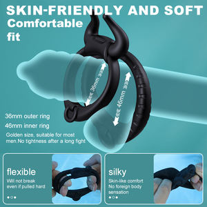 Erwachsenen-Sexspielzeug Langanhaltender Penisring mit Zehn Vibrationsstufen, Ejakulationsverzögerungsfunktion, Wasserdichtes Cockring-Design - Product Image 3