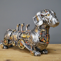 Vente en gros ornement steampunk résine artisanat pour cadeaux décorations pour la maison vapeur punk décor jardin résine animal loup statue