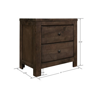 Brown 2-<b>Drawer</b> Nightstand Solid Wood Rustic Design Bedroom <b>Storage</b> <b>Drawer</b> Unit - Product Image 5