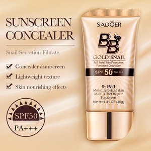 Crème <span class=keywords><strong>BB</strong></span> Solaire Hydratante et Correctrice Waterproof SPF50+ PA+++ au Collagène d'Or, Couleur Ivoire, 40g, OEM Sadoer - Product Image 1