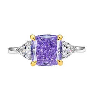 New Produce Square Diamond Ring Eisblumen schliff 8*8 Hochwertiger 925er Silbers chmuck Ehering für Frauen