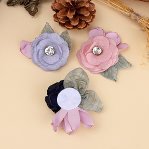 Yupu Fabric Camellia <b>Flower</b> 6cm Flat Back With Rhinestone For Hair Shoes Hats Clothing Accessories - Product Image 4