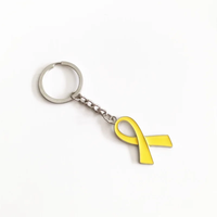Nouvelles chaînes porte-clés en alliage de zinc avec ruban jaune, rouge, bleu, vert, violet, noir, pour la campagne de sensibilisation à la prévention du cancer