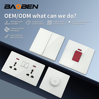 BAOBEN - Panel de Interruptores y Enchufes Domésticos Tipo 86 de 16 A, Blanco, Ultrafino, de Vidrio Templado, con Fuente de Alimentación USB-C, Interruptores de Pared