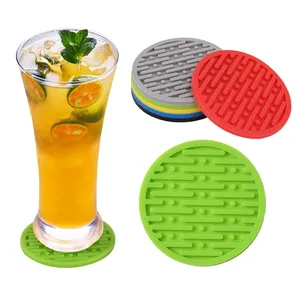 Sang trọng vui khắc Silicone nồi mat cao su PVC bia Coaster Set biểu tượng tùy chỉnh cho uống