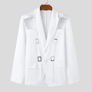 <span class=keywords><strong>Blazer</strong></span> da <span class=keywords><strong>uomo</strong></span> con dettagli a fibbia e taglio cut-out - Giacca <span class=keywords><strong>oversize</strong></span> a maniche lunghe con revers a reversi Sehe Fashion - Product Image 4