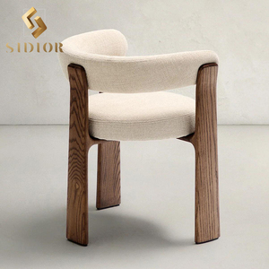 Chaises modernes de luxe en bois et laine bouclée pour café et restaurant, fauteuils de salle à manger en tissu, tables et chaises de restaurant - Product Image 3