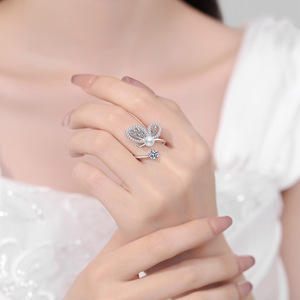 Bague réglable en argent S925 avec papillon, non ternissable, <span class=keywords><strong>calendrier</strong></span> <span class=keywords><strong>de</strong></span> <span class=keywords><strong>l</strong></span>'<span class=keywords><strong>Avent</strong></span>, bijoux en moissanite haut <span class=keywords><strong>de</strong></span> gamme 5A et perle d'eau douce pour <span class=keywords><strong>femme</strong></span> - Product Image 2