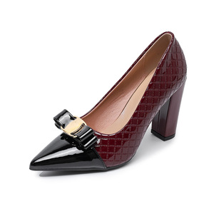 Nuevos Estilos de Zapatos de Tacón Alto con Tira Trasera en Charol Negro para Mujer, Tacón Cuadrado de 9.5 cm, Punta Puntiaguda, Lazo, Resistentes, para Primavera, Oficina, Fiesta - Product Image 1