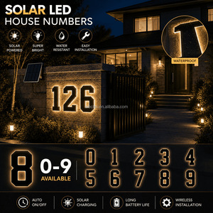 Vente en gros de numéros de maison LED solaires étanches IP67 de 11 pouces, design moderne pour usage extérieur, numéros d'adresse personnalisés, couleur personnalisée - Product Image 2