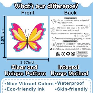 สติกเกอร์สักลายการ์ตูนสัตว์และพืชสีสันสดใส ขนาด 1.57*1.57 นิ้ว สำหรับเด็ก ลายน่ารัก สีแดง น้ำเงิน เขียว ทอง สำหรับเด็กชายและเด็กหญิง - Product Image 2