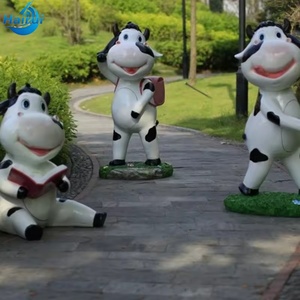 Estatua de vaca de resina de fibra de vidrio personalizada de fábrica, simulación de <span class=keywords><strong>ganado</strong></span> lechero, estatua de <span class=keywords><strong>ganado</strong></span> de fibra de vidrio para exhibición en parques - Product Image 1