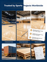 Système de revêtement de sol en bois pour terrain de basket-ball FIBA professionnel, plancher sportif en érable, ignifuge, écologique, installation rapide