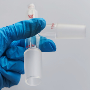 实验室玻璃器皿三通透明硼硅酸盐玻璃75度角蒸馏适配器 - Product Image 3